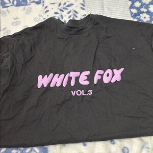 White Fox Boutique Black Tee with Pink Logo